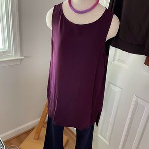 Eileen Fisher long crepe tank, merlot/maroon